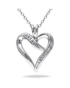 AMOUR Diamond Heart Pendant with Chain In Sterling Silver