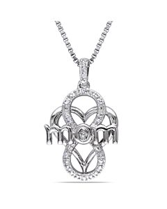 AMOUR Diamond Infinity Heart "mom in Pendant with Chain In Sterling Silver