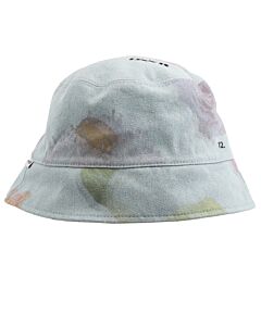 Sunnei Men's Light Wash Faded Flower Cotton Denim Bucket Hat