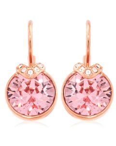 Swarovski Bella Pink Rose Gold-Tone Plated Roud Cut V Drop Earrings