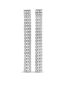 Swarovski Fit Rhodium-Plated Stainless Steel Clear Crystal Earrings