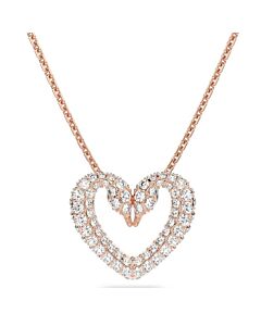 Swarovski Ladies Rose Gold-Tone Plated Una Heart Necklace