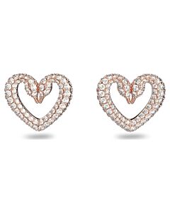 Swarovski Ladies Una Rose Gold-tone Heart Stud Earrings