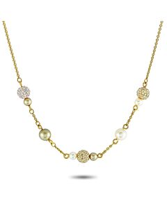 Swarovski Lady Jane Yellow Gold-Plated Stainless Steel Crystal Pearl Necklace