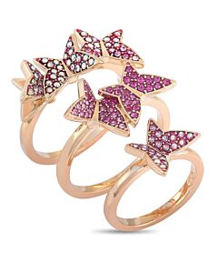 Swarovski Lilia 18K Rose Gold Plated Stainless Steel Pink and Clear Crystals Stackable Rings