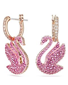 Swarovski Pink Rose Gold-Tone Plated Iconic Swan Drop Earrings