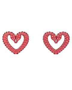 Swarovski Red Gold-Tone Plated Heart Una Stud Earrings