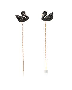 Swarovski Rose-gold Tone Plated Black Swan Pierced Earrings