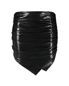 The Attico Ladies Black Hatty Ruched Asymmetric Mini Skirt