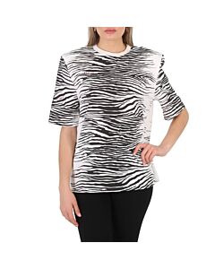 The Attico Ladies White/Black Zebra Print Bella T-Shirt
