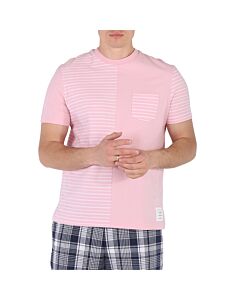Thom Browne Men's Light Pink Fun-Mix Organic Stripe Jersey Tee
