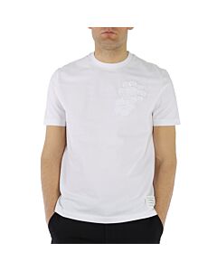 Thom Browne Men's White Floral Applique Relaxed Tee
