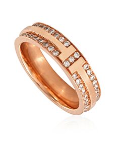 Tiffany 18k Rose Gold Pave diamonds Ring, Size 4