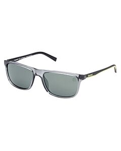 Timberland 57 mm Shiny Crystal Grey/Black/Green Sunglasses