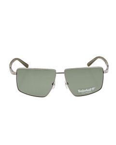 Timberland 59 mm Shiny Gunmetal/Green Sunglasses