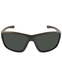 Timberland 63 mm Shiny Black with Green Rubber Sunglasses