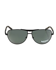 Timberland 68 mm Shiny Black with Satin Black with Green Sunglasses