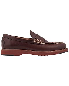 Tods Chestnut Leather Penny Bar Loafers, Brand Size 8