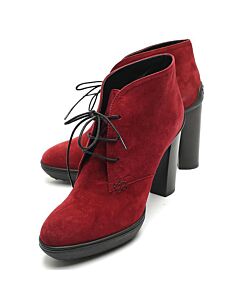 Tods Ladies Suede Boots in Dark Cherry