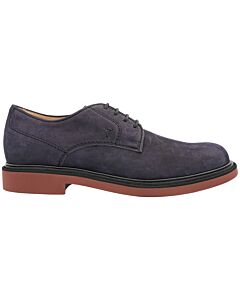 Tods Men's Blue Leather Distressed Derby Shoes