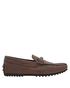 Tods Men's Cocoa Double T Brown Leather Loafers, Brand Size 6 ( US Size 7 )