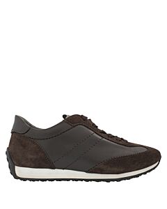 Tods Men's Dark Brown Suede And Leather Lace-Up Sneakers
