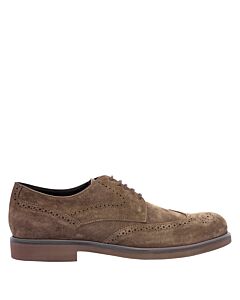Tods Men's Light Walnut Suede Wing-Tip Perforations Derby Shoes, Brand Size 11.5 ( US Size 12.5 )