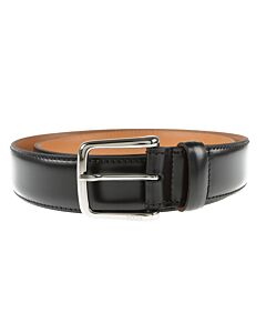 Tods Men's Nero Classic Pink Buckle Leather Belt