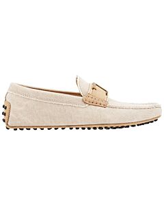 Tods Men's Neutral Logo Plaque Loafers
