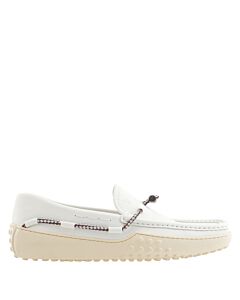 Tods Men's White Leather Gommino Loafers