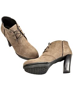Tods Womens Midcalf Booties in Light Mud/Black