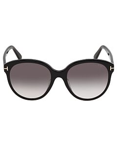 Tom Ford 58 mm Shiny Black/T Logo Sunglasses