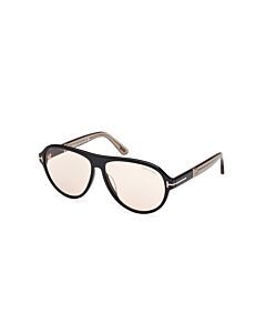 Tom Ford Quincy 59 mm Shiny Black/Beige Sunglasses