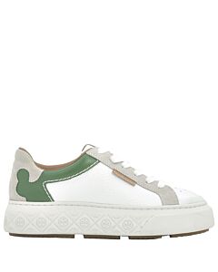 Tory Burch White/Green/Light Gray Ladybug Court Sneakers
