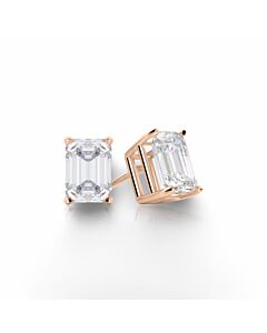 Tresorra 14K Rose Gold Emerald Cut Earth Mined Diamond Stud  Earrings