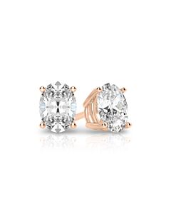 Tresorra 14K Rose Gold Oval Cut Earth Mined Diamond Stud  Earrings