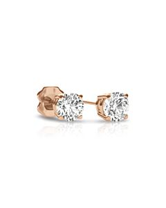 Tresorra 14K Rose Gold Round Cut Earth Mined Diamond Stud  Earrings