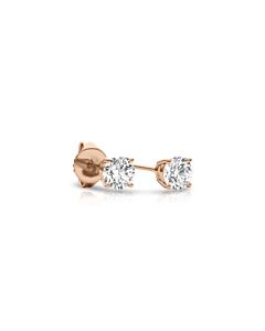 Tresorra 14K Rose Gold Round Cut Earth Mined Diamond Stud  Earrings