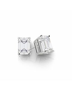 Tresorra 14K White Gold Emerald Cut Earth Mined Diamond Stud  Earrings