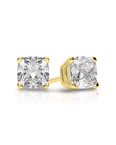 Tresorra 14K Yellow Gold Cushion Cut Earth Mined Diamond Stud  Earrings