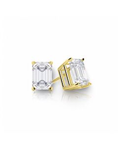 Tresorra 14K Yellow Gold Emerald Cut Earth Mined Diamond Stud  Earrings