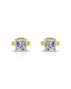 Tresorra 14K Yellow Gold Princess Cut Earth Mined Diamond Stud  Earrings
