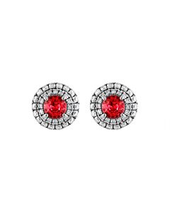Tresorra 18K Rose Gold Diamond & Ruby Earrings