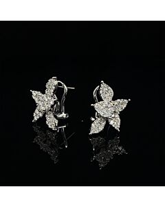 Tresorra 18K White Gold Butterfly Cluster Diamond Statement Earrings