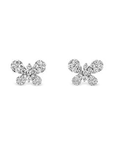 Tresorra 18K White Gold Butterfly Diamond Stud Earrings