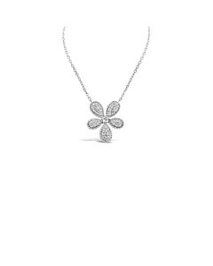 Tresorra 18K White Gold Flower Cluster Diamond Necklace