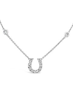 Tresorra 18K White Gold Lucky Horseshoe Diamond Necklace