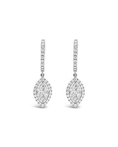 Tresorra 18K White Gold Marquise Halo Cluster Diamond Drop Earrings
