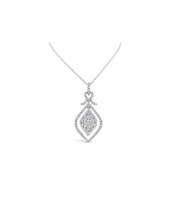 Tresorra 18K White Gold Marquise Open Halo Cluster Diamond Pendant Necklace