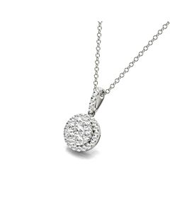Tresorra 18K White Gold Mini Round Halo Cluster Diamond Pendant Necklace